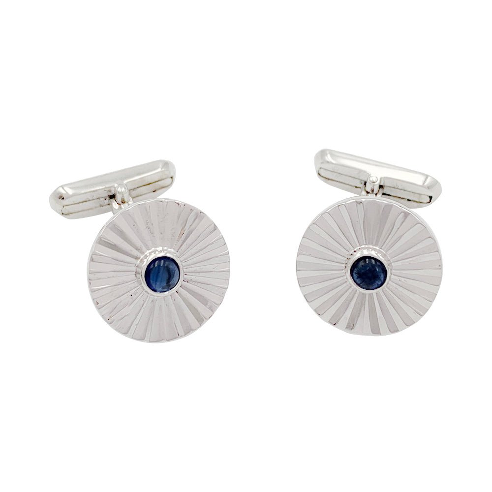 Boutons de manchette Chaumet, or blanc, saphirs - Castafiore