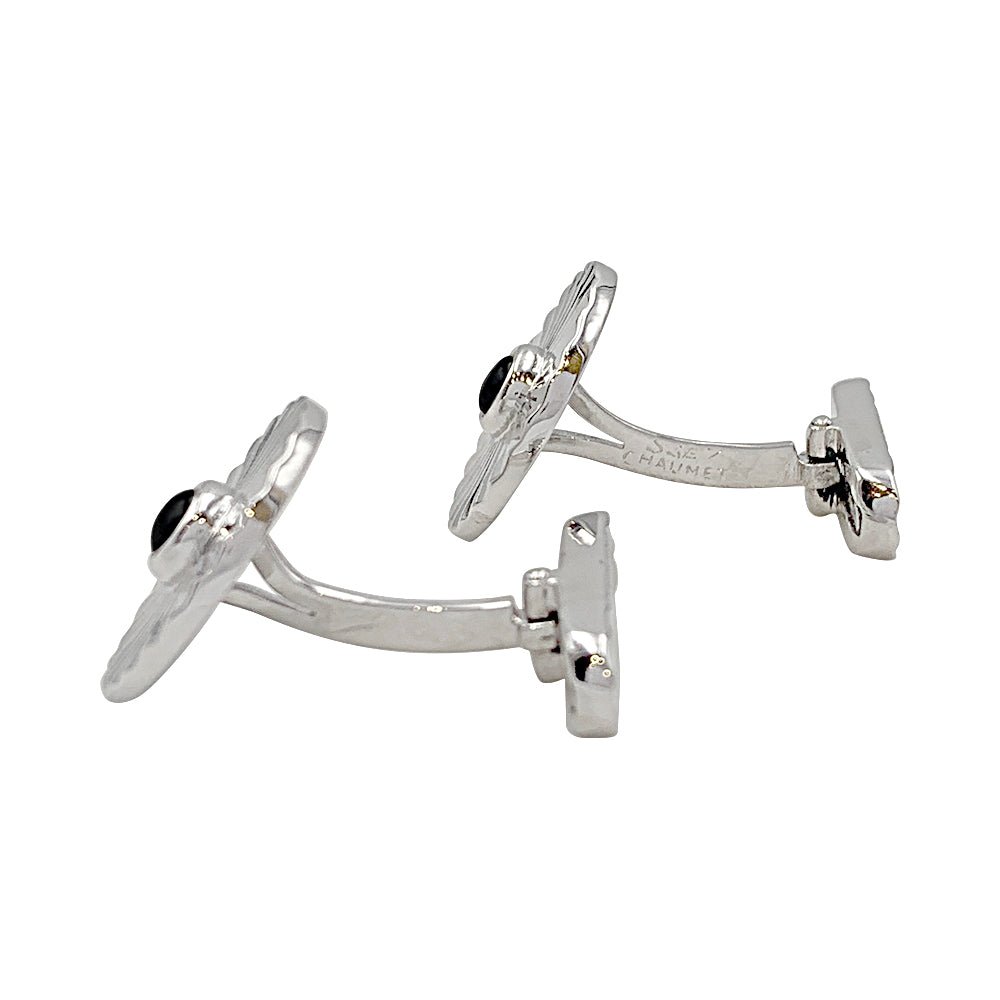 Boutons de manchette Chaumet, or blanc, saphirs - Castafiore