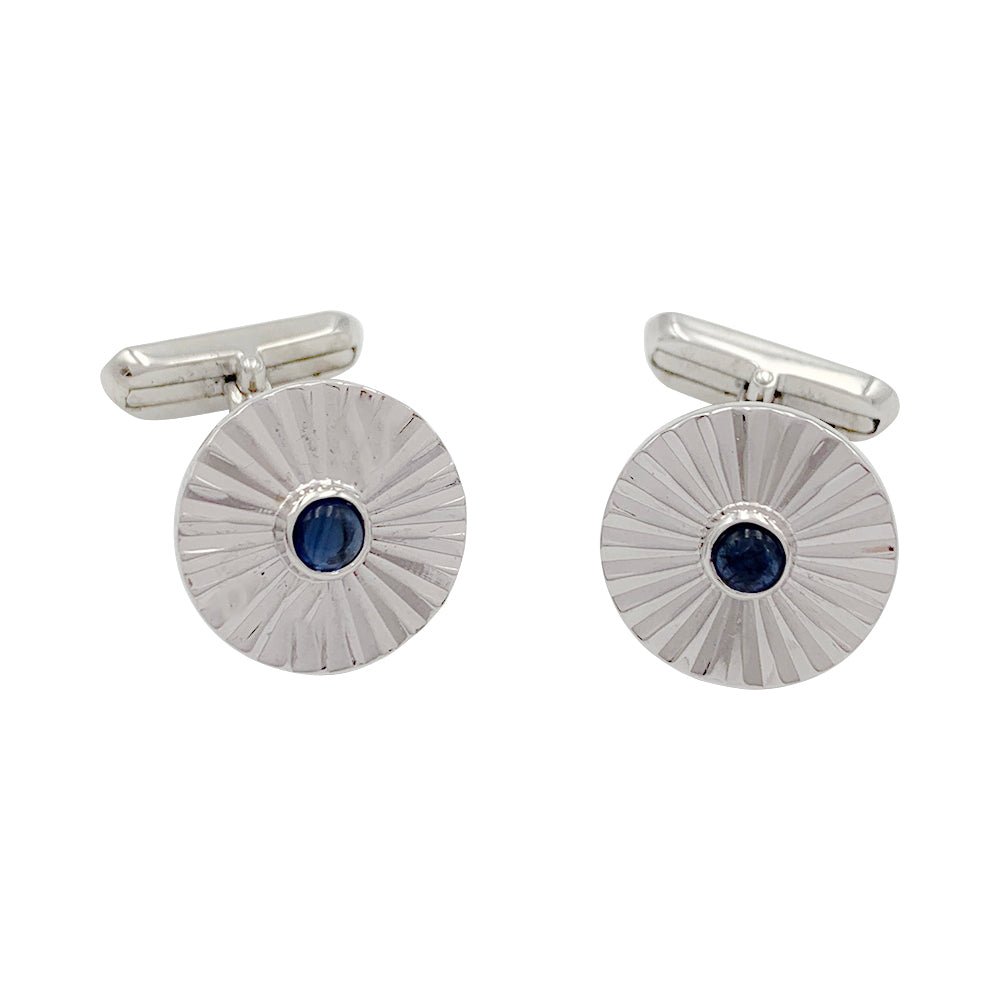 Boutons de manchette Chaumet, or blanc, saphirs - Castafiore