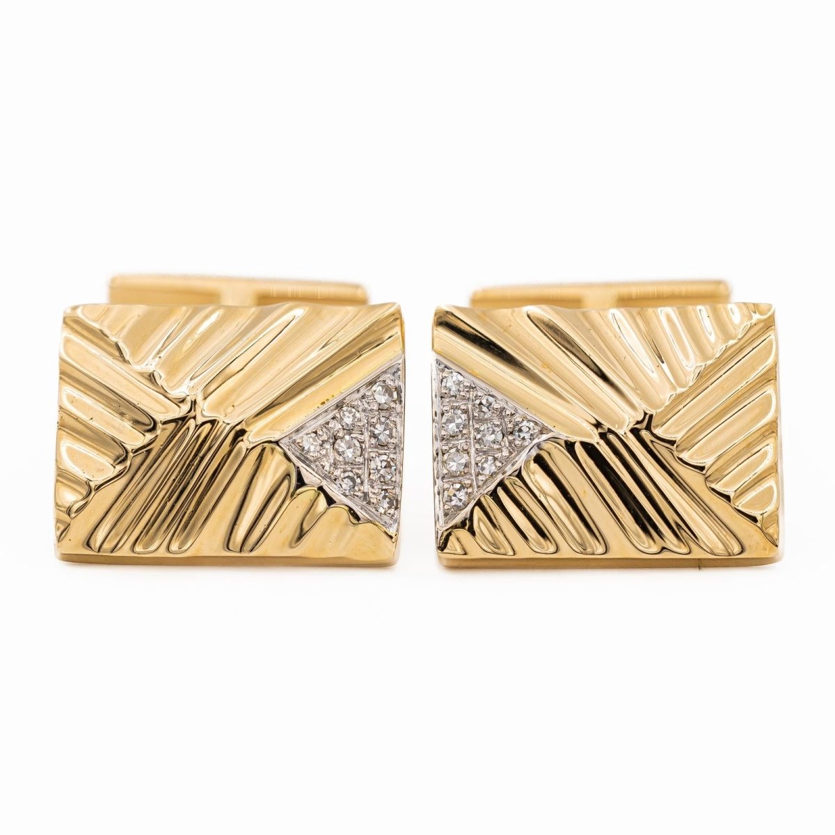 Boutons de manchette en or jaune et diamants - Castafiore