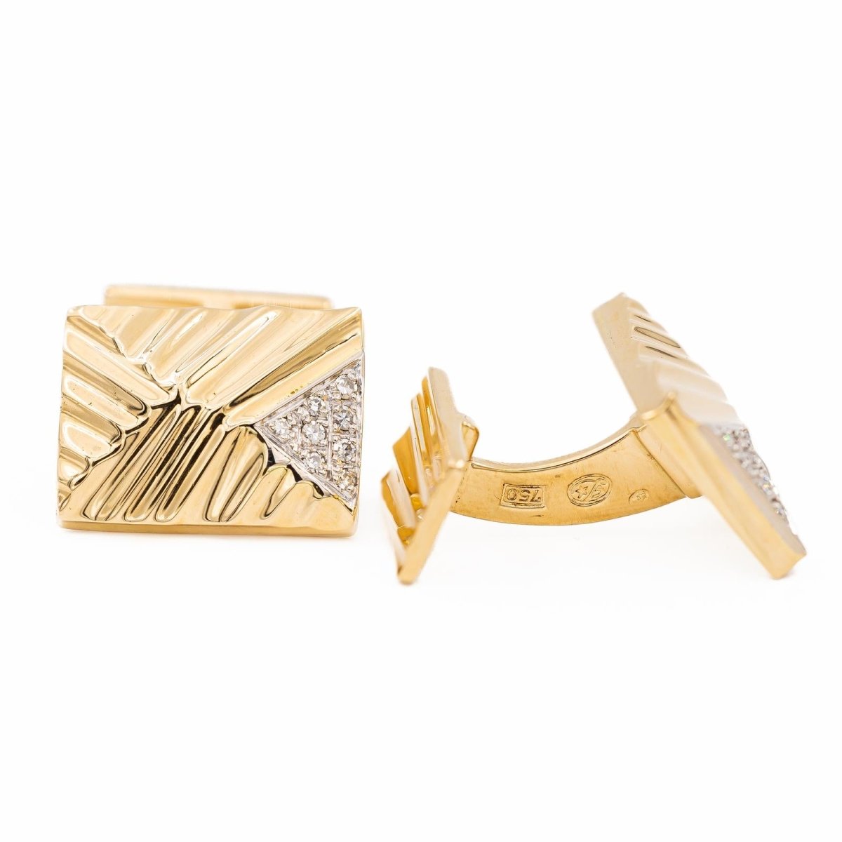 Boutons de manchette en or jaune et diamants - Castafiore