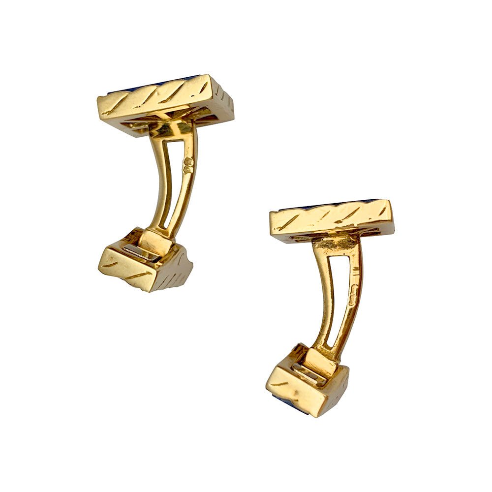 Boutons de manchette en or jaune et lapis lazuli - Castafiore