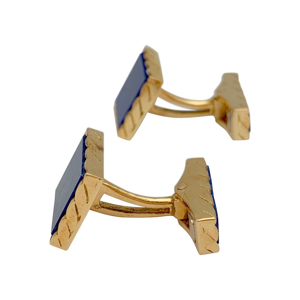 Boutons de manchette en or jaune et lapis lazuli - Castafiore