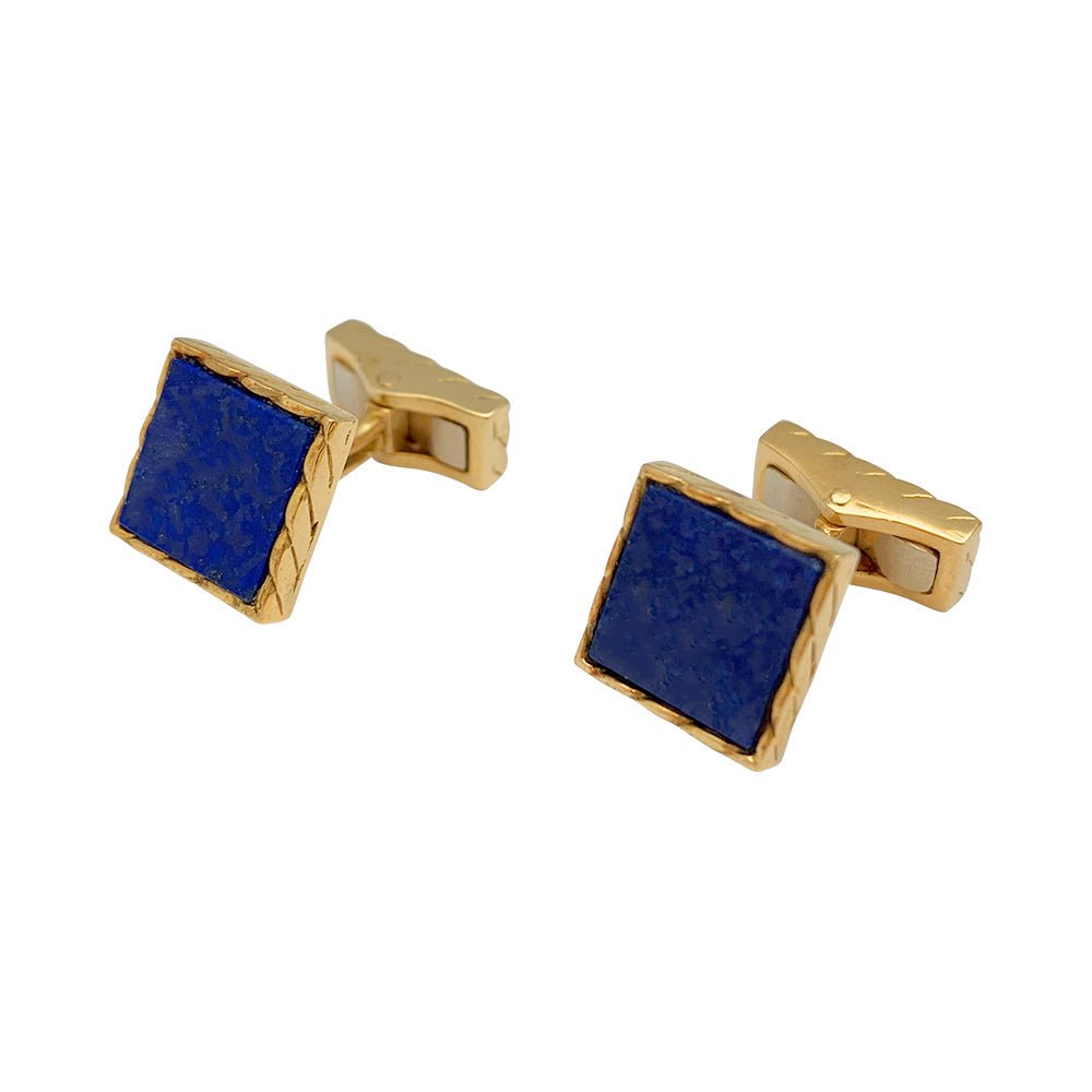 Boutons de manchette en or jaune et lapis lazuli - Castafiore