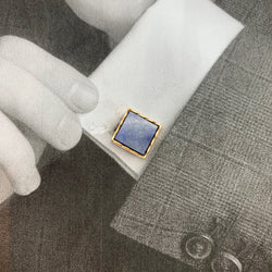 Boutons de manchette en or jaune et lapis lazuli - Castafiore