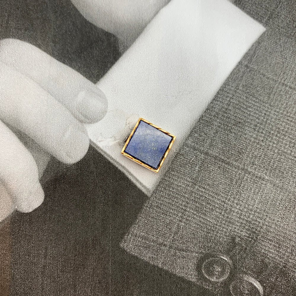 Boutons de manchette en or jaune et lapis lazuli - Castafiore