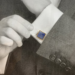 Boutons de manchette en or jaune et lapis lazuli - Castafiore