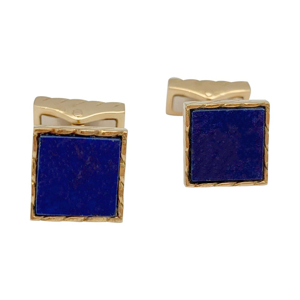 Boutons de manchette en or jaune et lapis lazuli - Castafiore