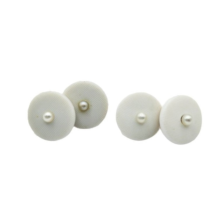 Boutons de manchette en or jaune et résine blanche - Castafiore