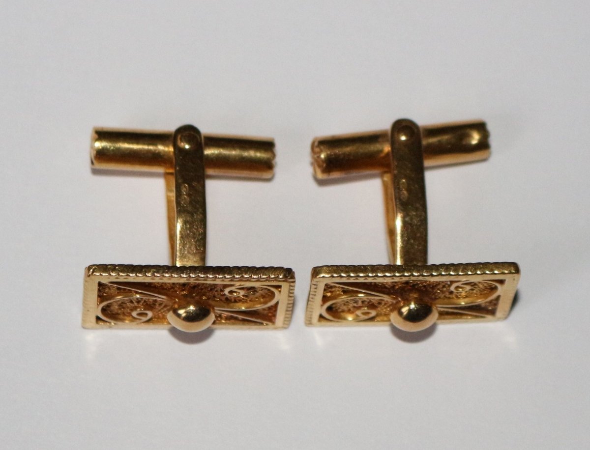 Boutons de Manchette en or jaune filigrané - Castafiore