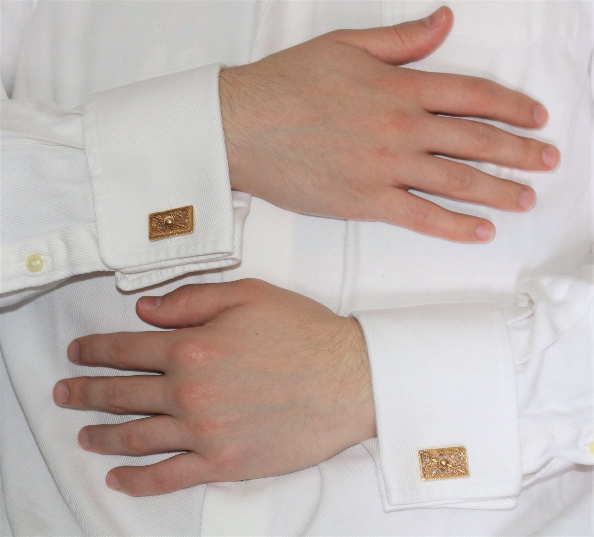 Boutons de Manchette en or jaune filigrané - Castafiore