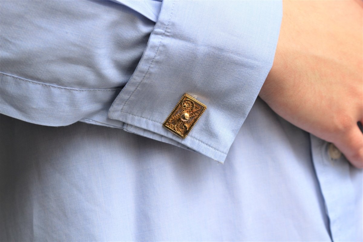 Boutons de Manchette en or jaune filigrané - Castafiore