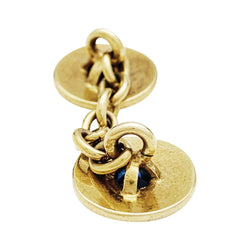 Boutons de manchette en or jaune, saphirs et diamants - Castafiore