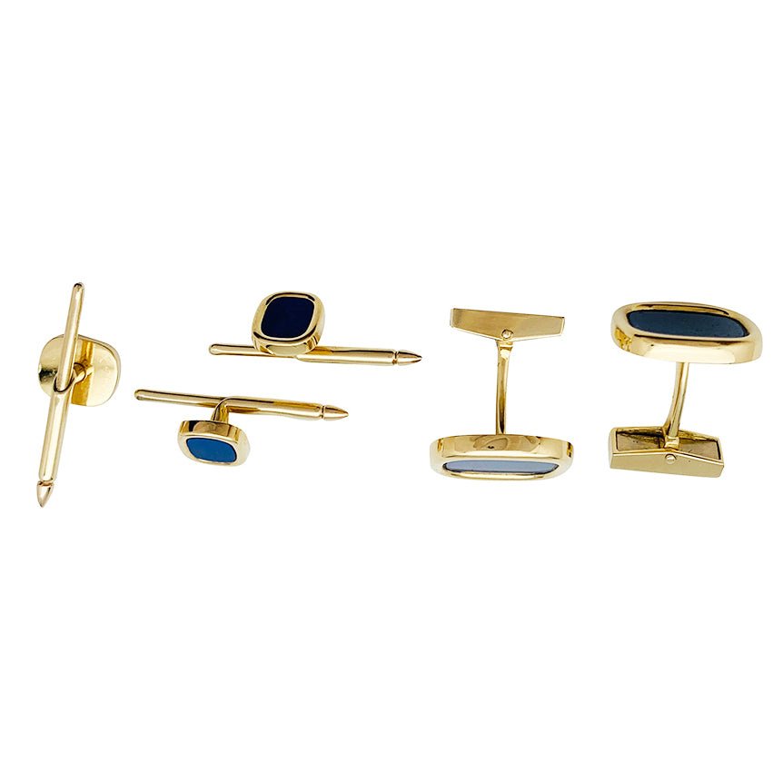Boutons de manchette et de col TIFFANY & CO. , or et lapis lazuli - Castafiore
