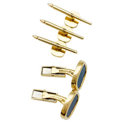 Boutons de manchette et de col TIFFANY & CO. , or et lapis lazuli - Castafiore