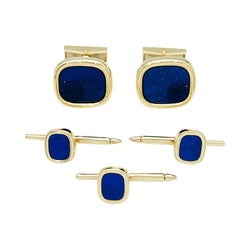 Boutons de manchette et de col TIFFANY & CO. , or et lapis lazuli - Castafiore