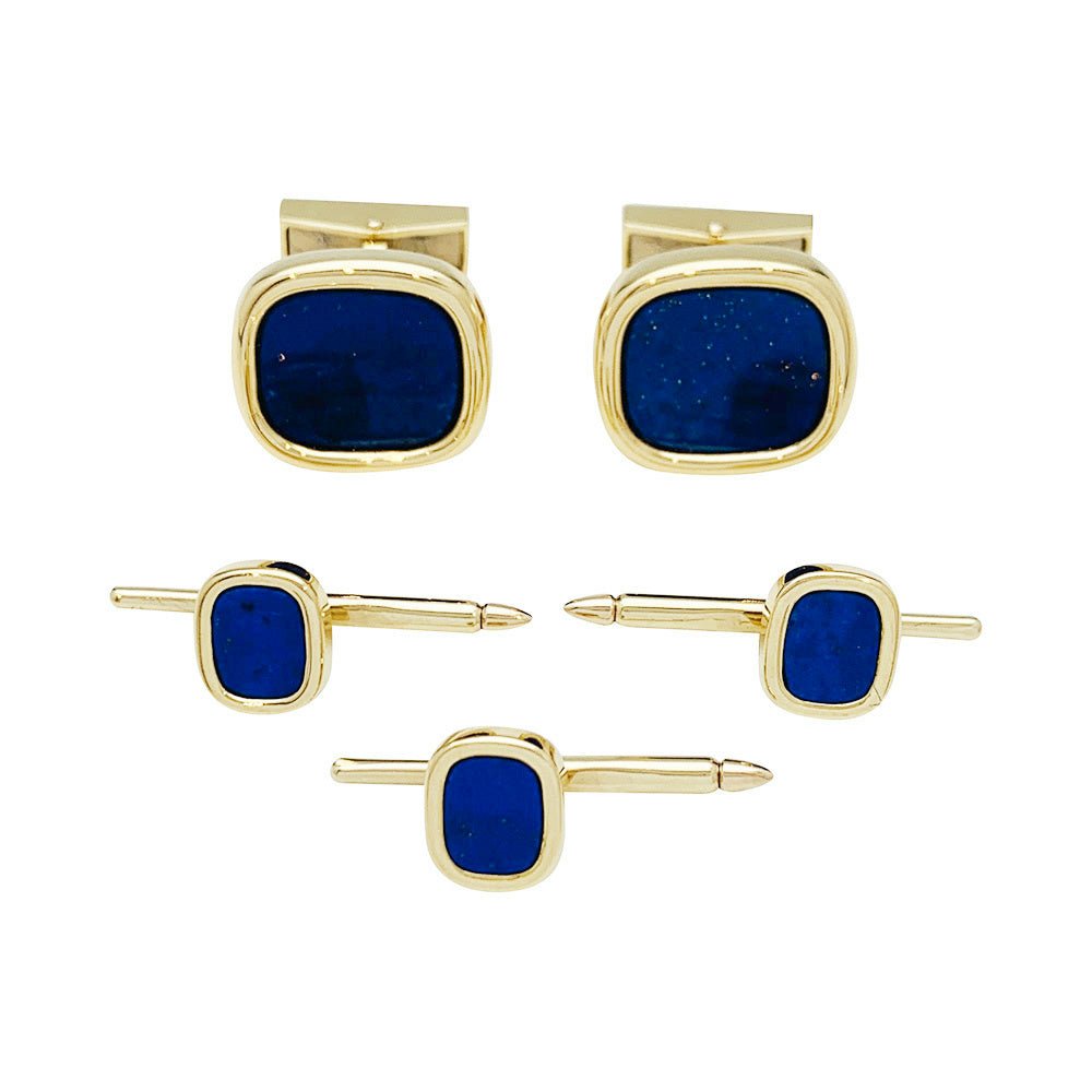 Boutons de manchette et de col TIFFANY & CO. , or et lapis lazuli - Castafiore