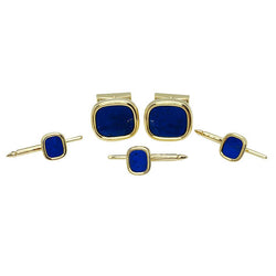 Boutons de manchette et de col TIFFANY & CO. , or et lapis lazuli - Castafiore