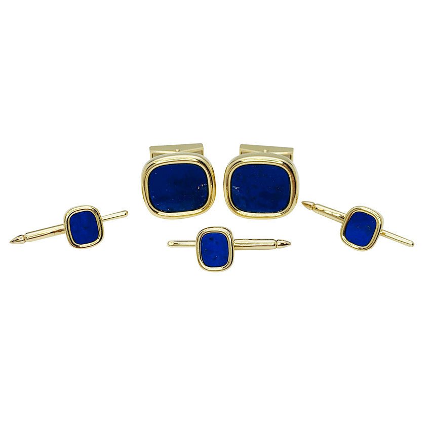 Boutons de manchette et de col TIFFANY & CO. , or et lapis lazuli - Castafiore
