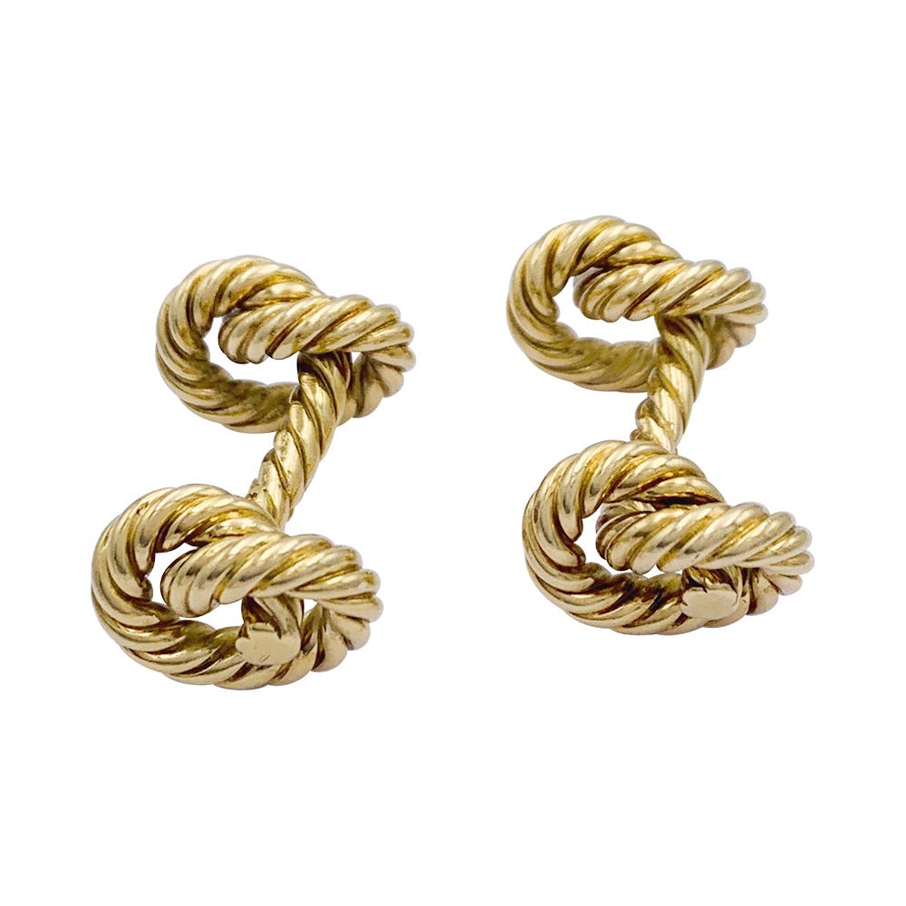 Boutons de manchette HERMÈS "Noeuds" en or jaune - Castafiore