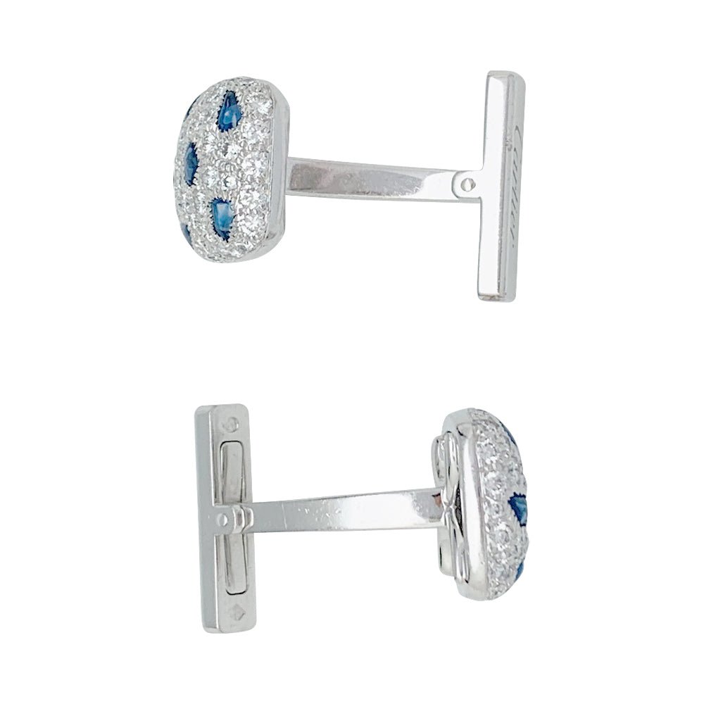 Boutons de manchette "Panthère" CARTIER or blanc et diamants - Castafiore