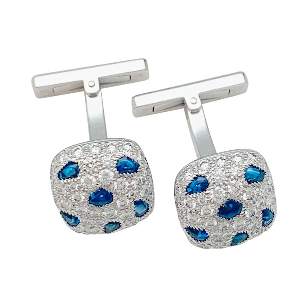 Boutons de manchette "Panthère" CARTIER or blanc et diamants - Castafiore