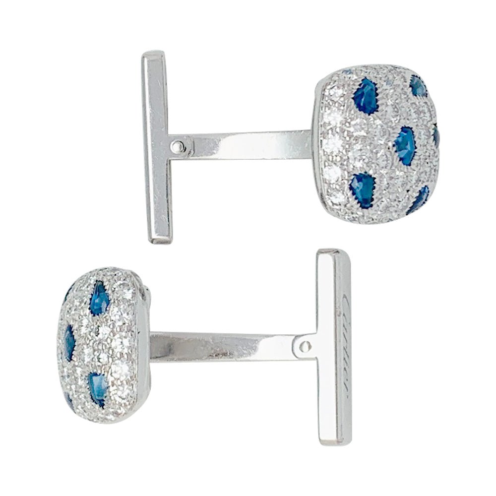 Boutons de manchette "Panthère" CARTIER or blanc et diamants - Castafiore