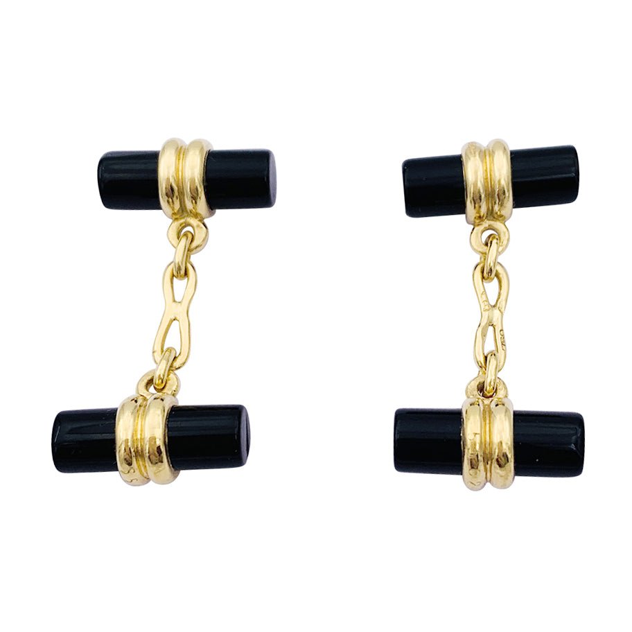 Boutons de Manchette POIRAY en or jaune et onyx - Castafiore