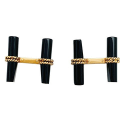 Boutons de manchette VAN CLEEF & ARPELS en or jaune et onyx - Castafiore