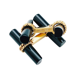Boutons de manchette VAN CLEEF & ARPELS en or jaune et onyx - Castafiore