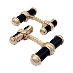 Boutons de manchette VAN CLEEF & ARPELS en or jaune et onyx - Castafiore
