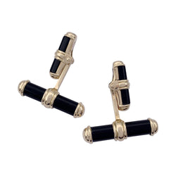 Boutons de manchette VAN CLEEF & ARPELS en or jaune et onyx - Castafiore