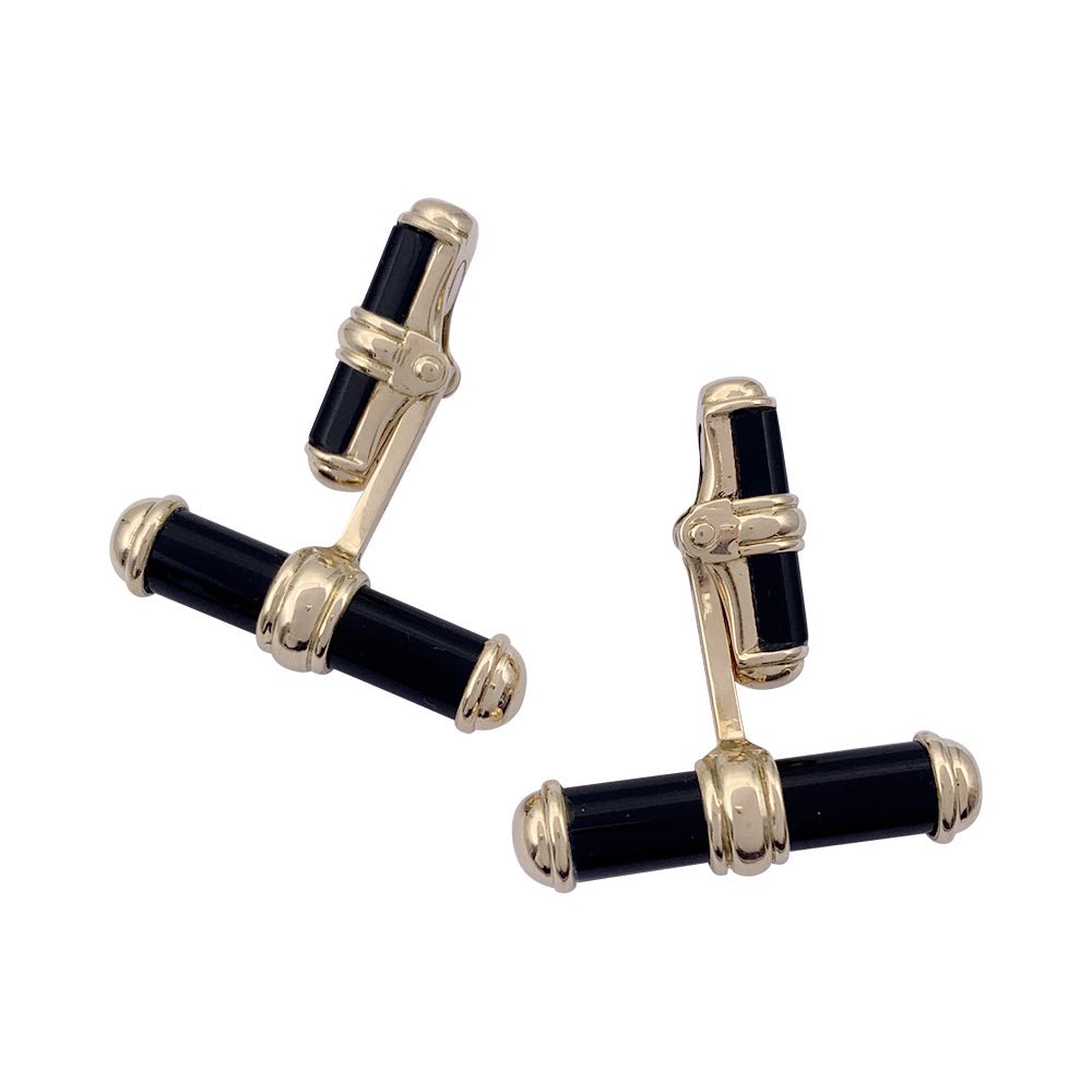 Boutons de manchette VAN CLEEF & ARPELS en or jaune et onyx - Castafiore