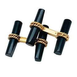 Boutons de manchette VAN CLEEF & ARPELS en or jaune et onyx - Castafiore