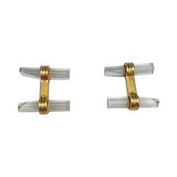 Boutons de manchette VAN CLEEF & ARPELS en or jaune, quartz et hématites - Castafiore