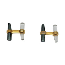 Boutons de manchette VAN CLEEF & ARPELS en or jaune, quartz et hématites - Castafiore