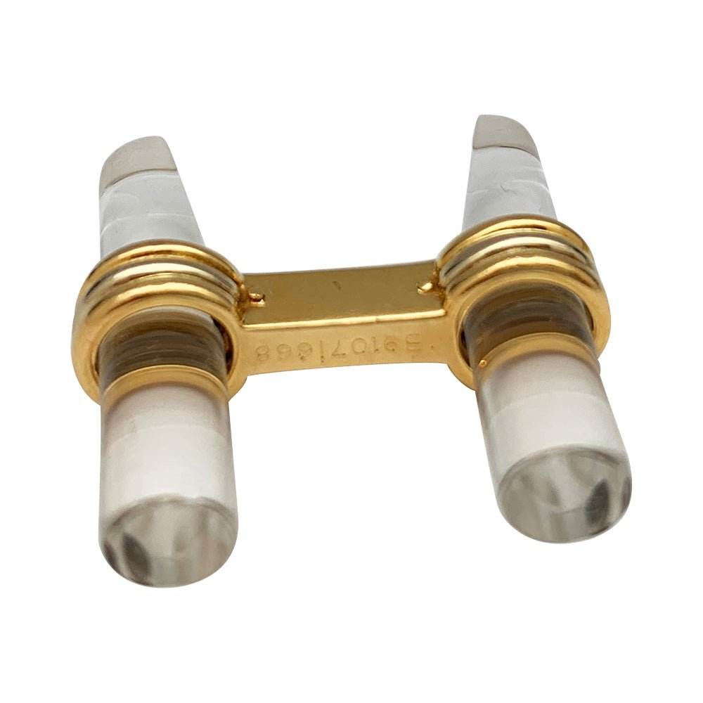 Boutons de manchette VAN CLEEF & ARPELS en or jaune, quartz et hématites - Castafiore