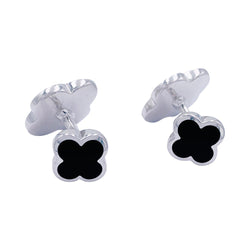 Boutons de manchette Van Cleef & Arpels, "Pure Alhambra", or blanc, onyx. - Castafiore