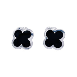 Boutons de manchette Van Cleef & Arpels, "Pure Alhambra", or blanc, onyx. - Castafiore