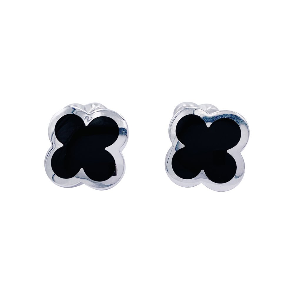 Boutons de manchette Van Cleef & Arpels, "Pure Alhambra", or blanc, onyx. - Castafiore