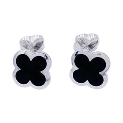 Boutons de manchette Van Cleef & Arpels, "Pure Alhambra", or blanc, onyx. - Castafiore