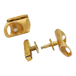 Boutons de manchettes "bambou" en or jaune et diamants, 1970 - Castafiore