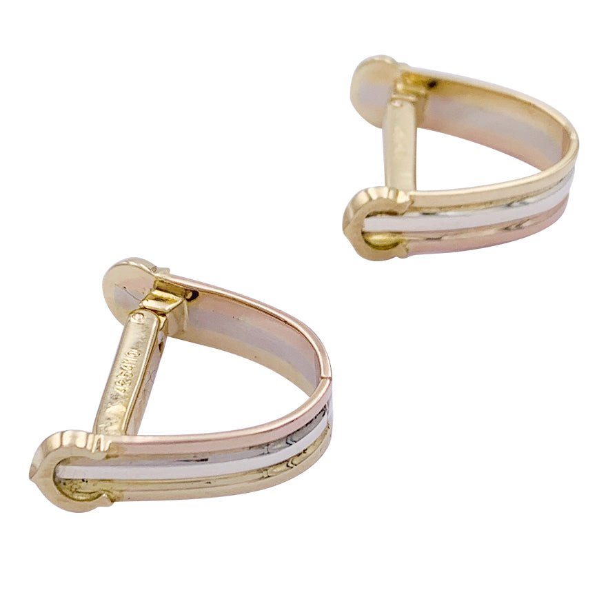 Boutons de manchettes Cartier "Mini Ressort CC" trois ors - Castafiore