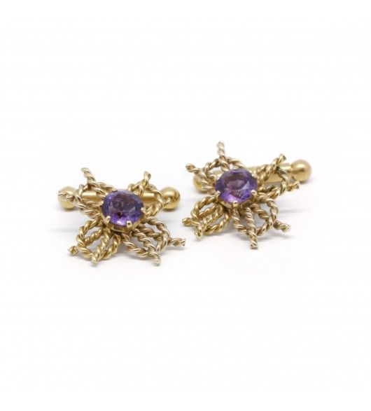 Boutons de manchettes - Or et Améthystes - Castafiore