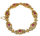 Bracelet 1900 or jaune 18K rubis de synthèse - Castafiore