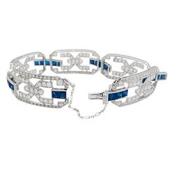 Bracelet Art Déco en platine, diamants et saphirs - Castafiore