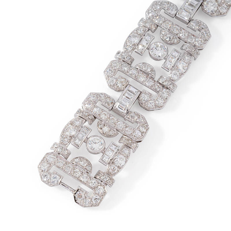 Bracelet Art Déco en platine et diamants - Castafiore