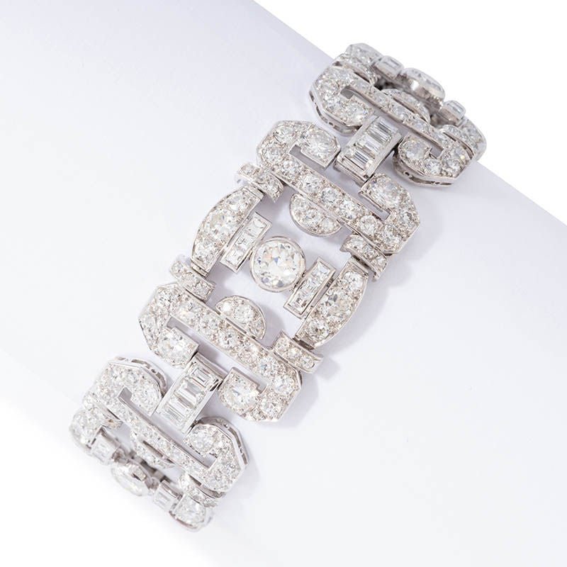 Bracelet Art Déco en platine et diamants - Castafiore