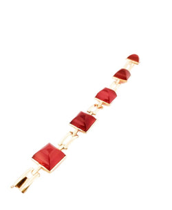 Bracelet articulé en or jaune et cornaline en pain de sucre - Castafiore