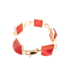 Bracelet articulé en or jaune et cornaline en pain de sucre - Castafiore